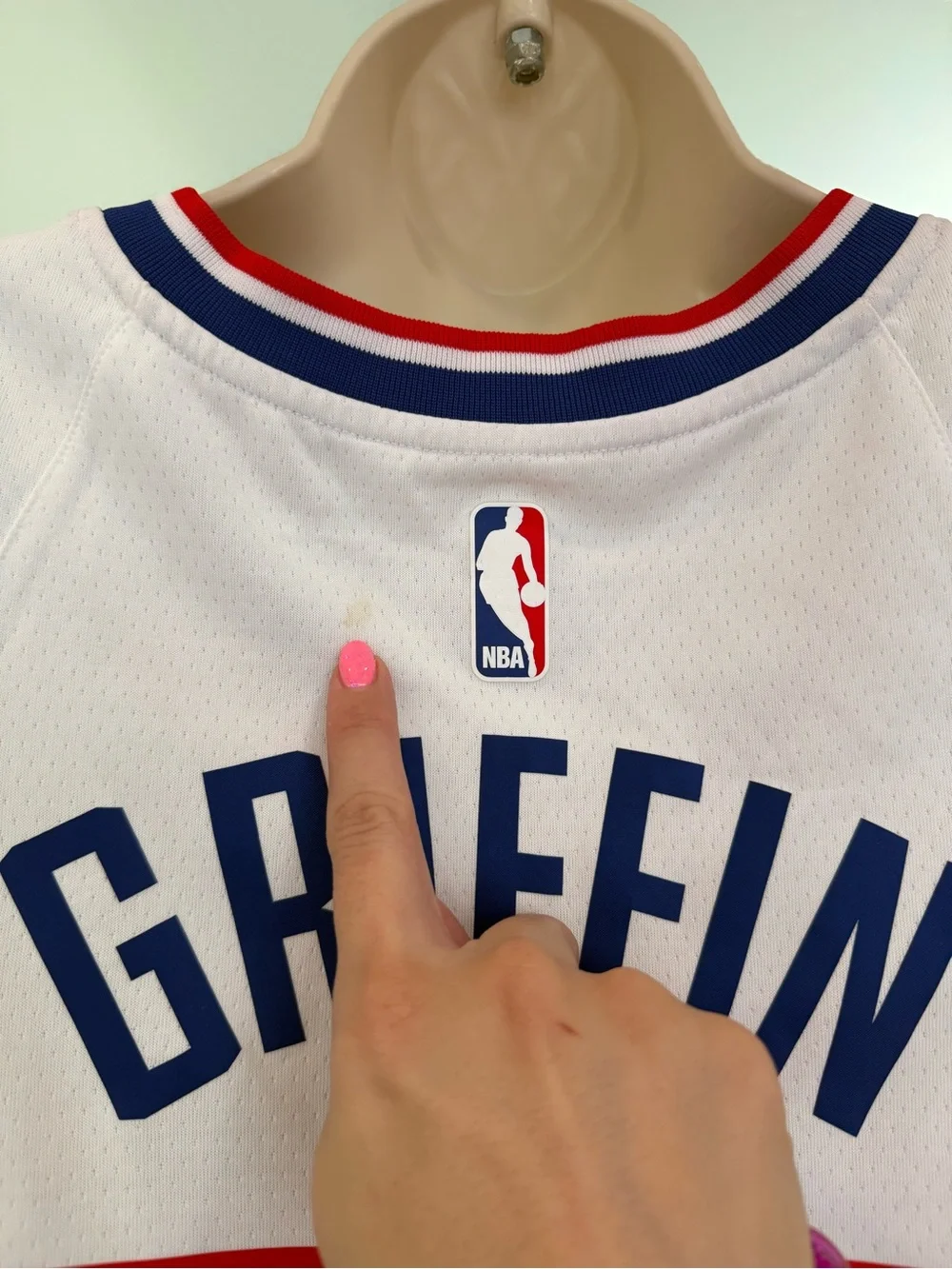 Nike White LA Clippers Jersey #32 with Red and Blue Accents